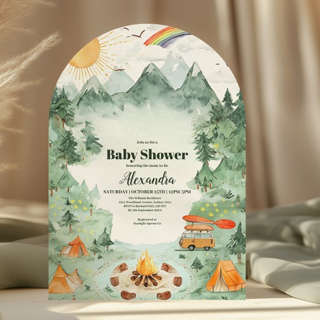 Watercolor Camping Baby Shower Invitation (Creator Uploaded)