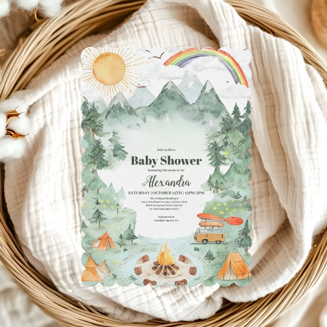 Watercolor Camping Baby Shower Invitation (Creator Uploaded)
