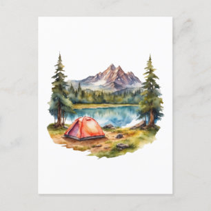 Watercolor Camping, Hiking and Nature Lover Postcard