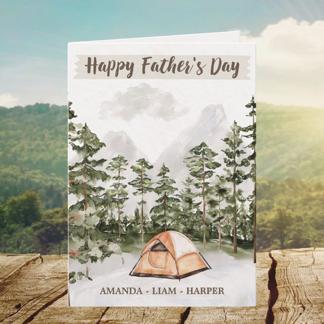 Watercolor Camping in Nature Father's Day Card (In situ)