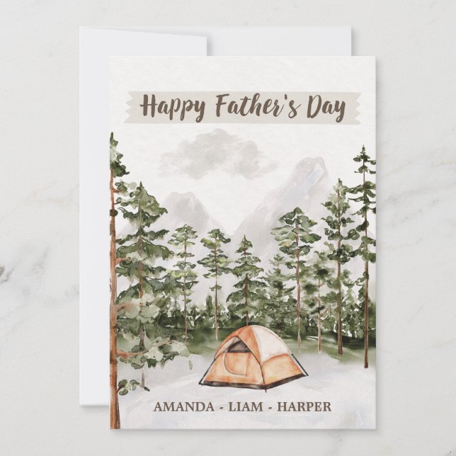 Watercolor Camping in Nature Father's Day Holiday Card (Front)