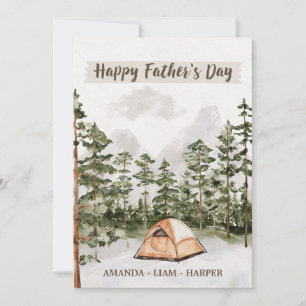 Watercolor Camping in Nature Father's Day Holiday Card