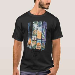 Watercolor Camping Nature Scene family T-Shirt