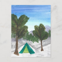Watercolor Camping Post Card | Nature | Tent