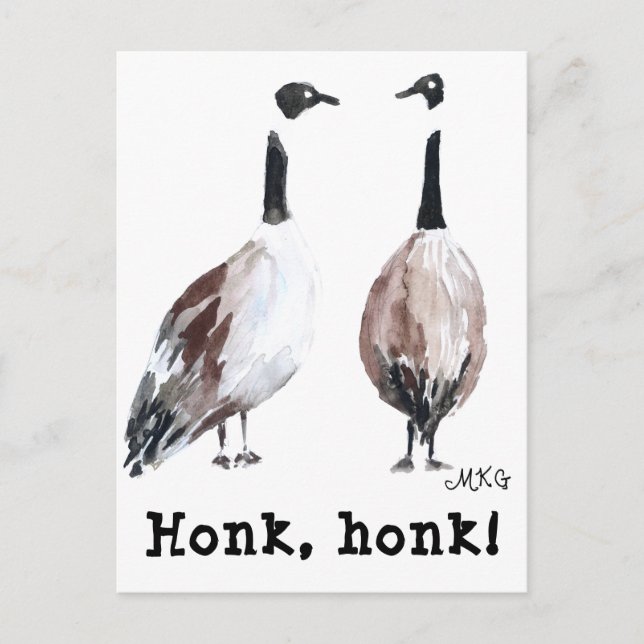 Watercolor Canada Geese Honk Honk Postcard (Front)