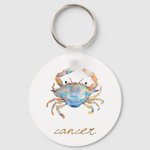 Watercolor Cancer Crab Key Ring