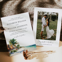 Watercolor Cancun Mexico Beach Wedding Photo