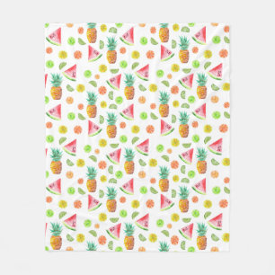 Watercolor Candied Fruit Pattern Fleece Blanket