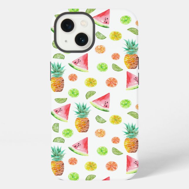 Watercolor Candied Fruit Pattern iPhone Case (Back)