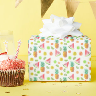 Watercolor Candied Fruit Pattern Wrapping Paper