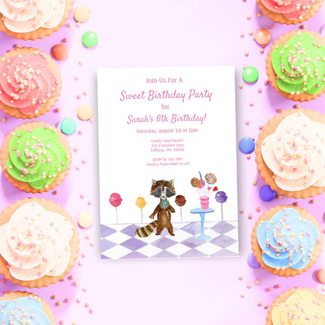 Watercolor Candy Birthday Party Invitation (Creator Uploaded)