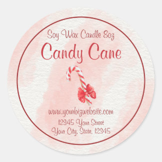 Watercolor Candy Cane Candle Label
