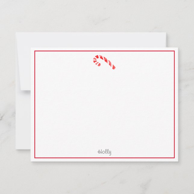 Watercolor Candy Cane Card (Front)