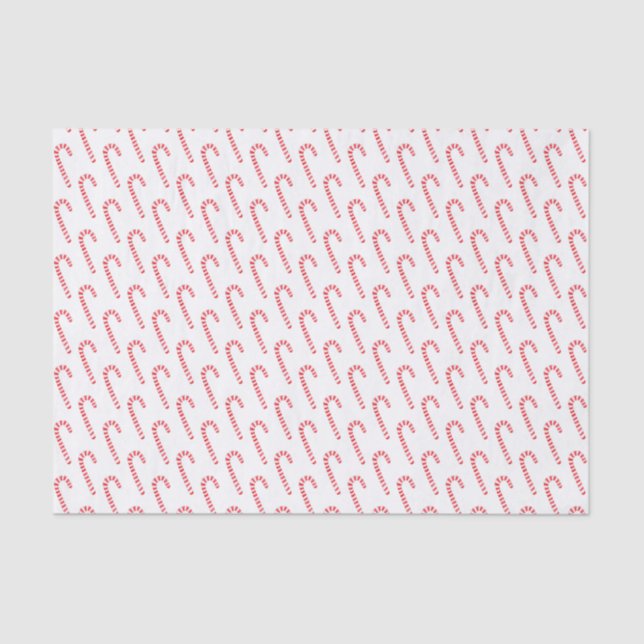 Watercolor Candy Cane Christmas Pattern Tissue Paper (Front)