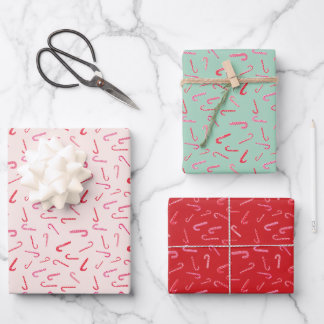 Watercolor Candy Cane Christmas  Wrapping Paper Sheet