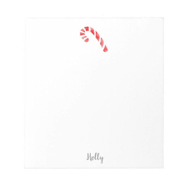 Watercolor Candy Cane Notepad (Front)