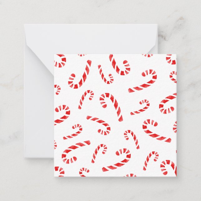 Watercolor Candy Cane Pattern Card (Front)