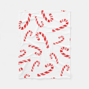 Watercolor Candy Cane Pattern Fleece Blanket