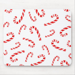 Watercolor Candy Cane Pattern Mouse Mat