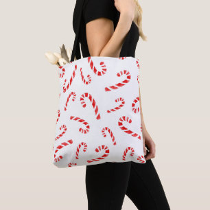 Watercolor Candy Cane Pattern Tote Bag