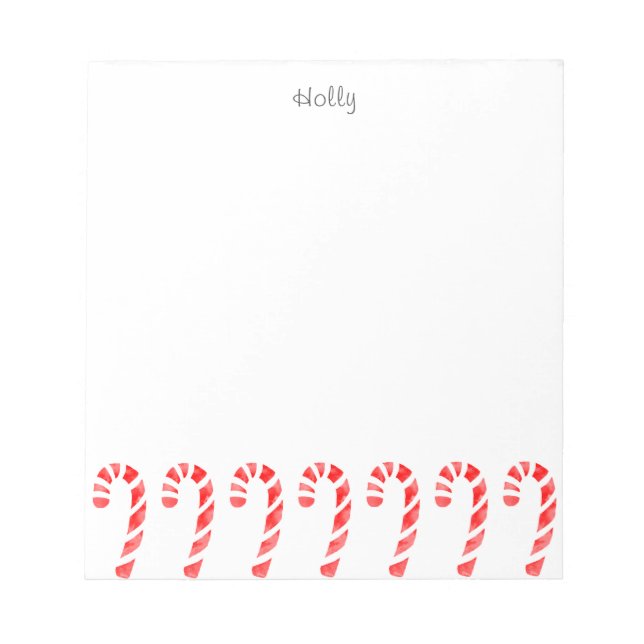 Watercolor Candy Canes Notepad (Front)
