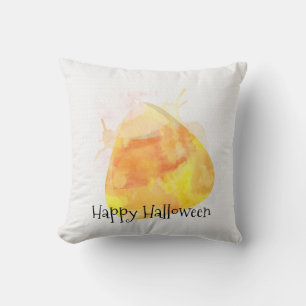Watercolor Candy Corn Halloween Home Decor Cushion