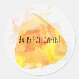 Watercolor Candy Corn Halloween Party Favour Classic Round Sticker