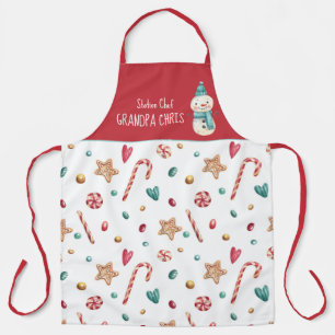 Watercolor Candy & Sweets Pattern for Him Holiday Apron