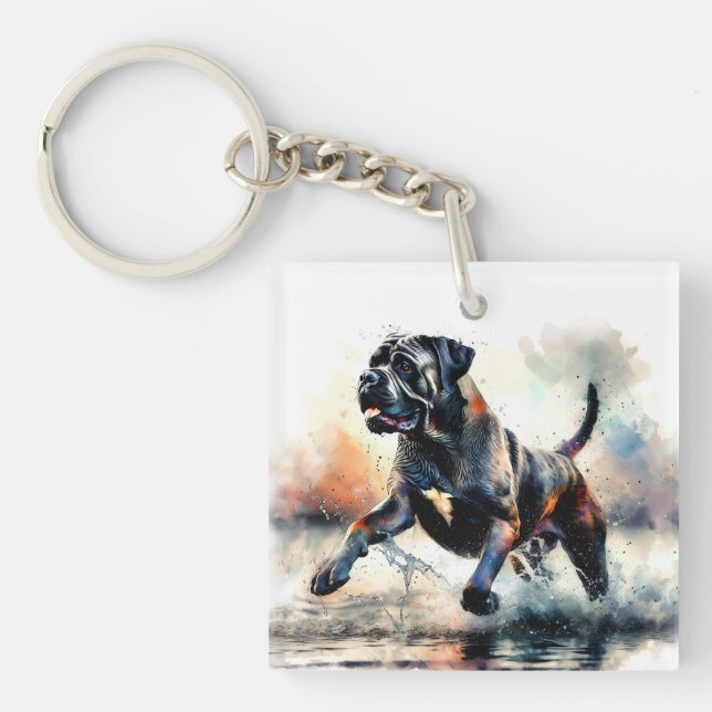 Watercolor Cane Corso dog Key Ring (Front)