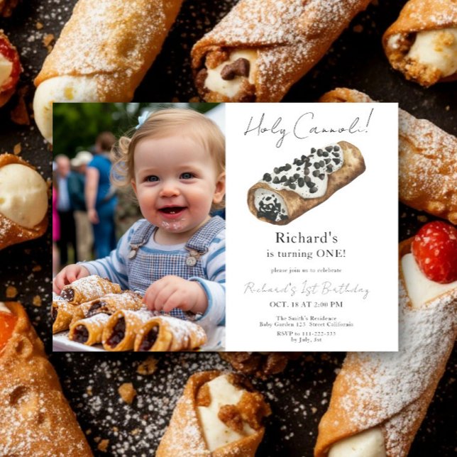 Watercolor Cannoli 1st Birthday Party Invitation (Creator Uploaded)
