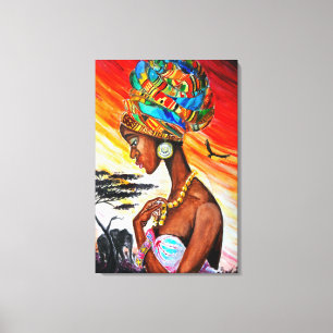 Watercolor Canvas Print - African Princess