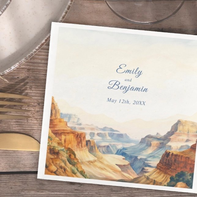 Watercolor Canyon Desert National Park Wedding  Napkin (Creator Uploaded)