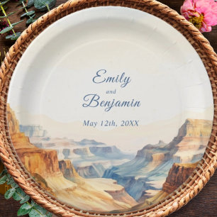 Watercolor Canyon Desert National Park Wedding  Paper Plate