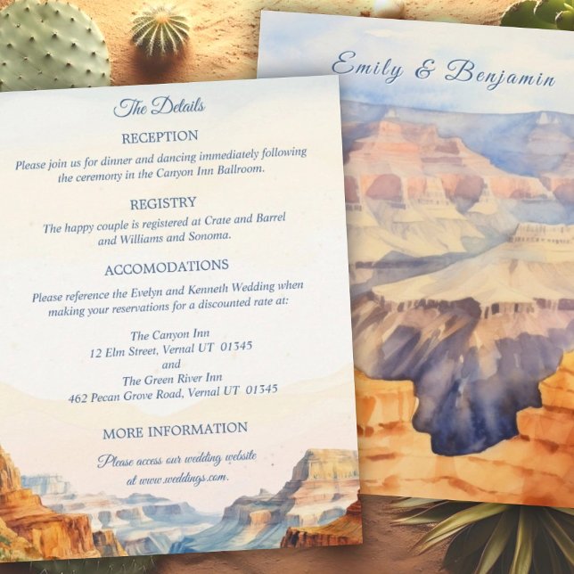 Watercolor Canyon Desert Wedding Details Enclosure Card (Creator Uploaded)