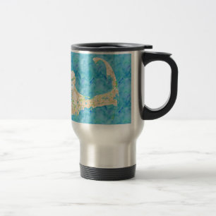 Watercolor Cape Cod Map Travel Mug