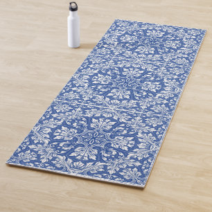 Watercolor Capri Maiolica Blue Portuguese Azulejos Yoga Mat