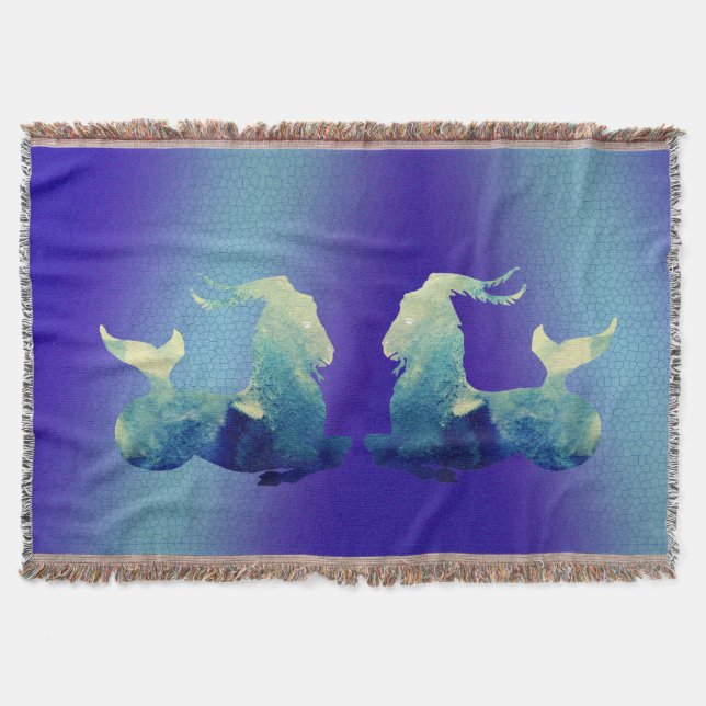 Watercolor Capricorn Sign Throw Blanket (Front)