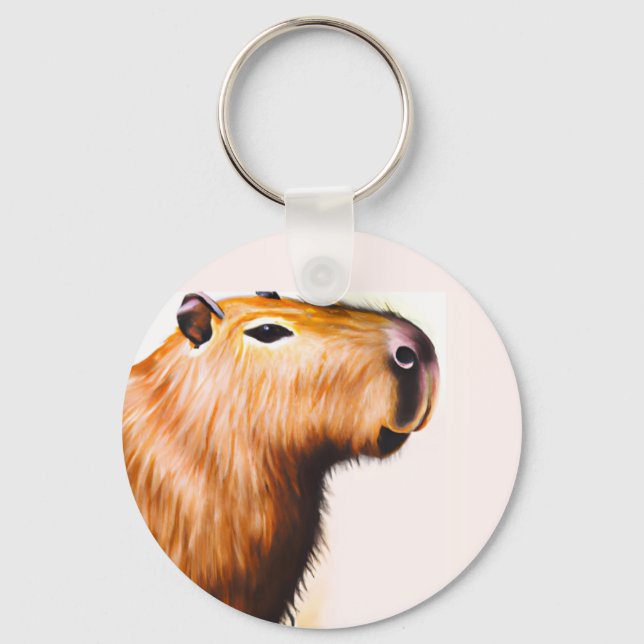 Watercolor Capybara illustration  Key Ring (Front)