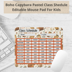 Watercolor Capybara Pattern 2024 Class Schedule Mouse Mat