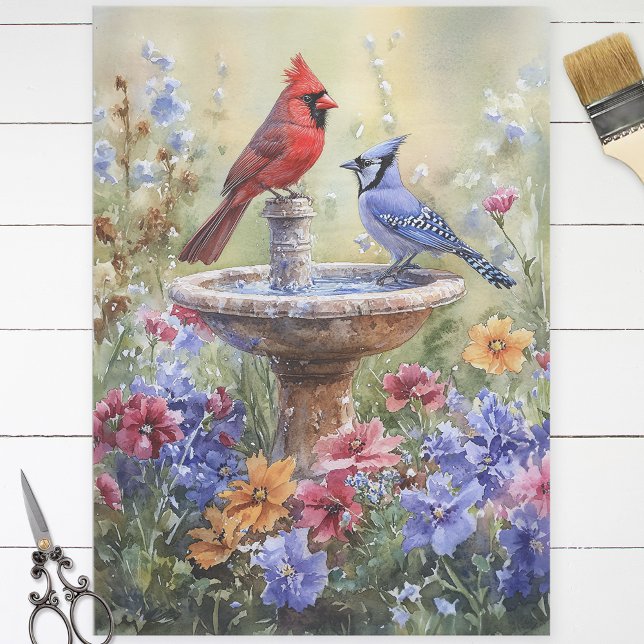 Watercolor Cardinal and Blue Jay Decoupage Tissue Paper (Creator Uploaded)