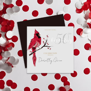 Watercolor Cardinal Birthday Party Invitation