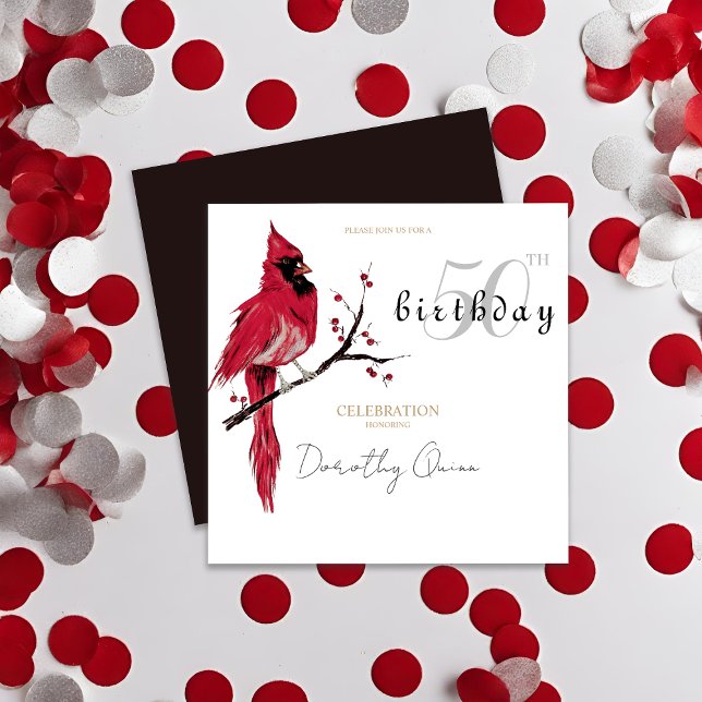 Watercolor Cardinal Birthday Party Invitation (Creator Uploaded)