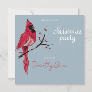 Watercolor Cardinal Christmas Party Invitation