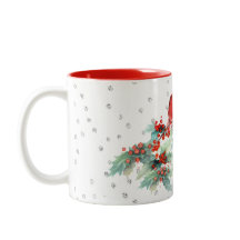 Watercolor Cardinal on Branches Silver Accents