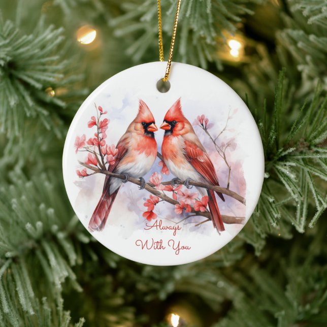 Watercolor Cardinal Pair Ornament (Tree)
