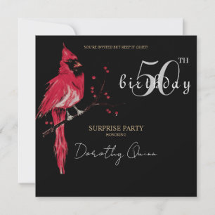 Watercolor Cardinal Surprise Birthday Party Invitation