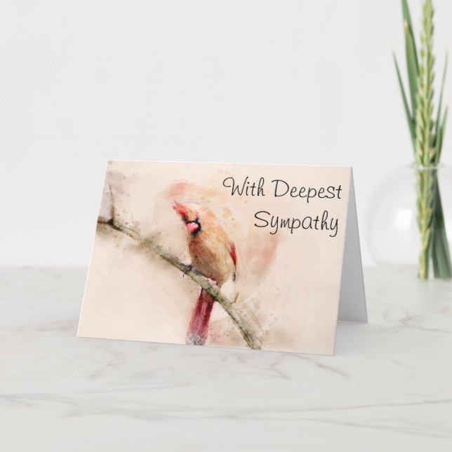 Watercolor Cardinal Sympathy Card (Front)