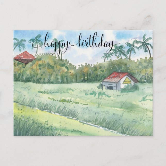 Watercolor Cards for Him, watercolor fields (Front)
