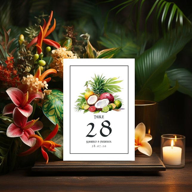 Watercolor Caribbean Destination Wedding Table Number (Caribbean Wedding)