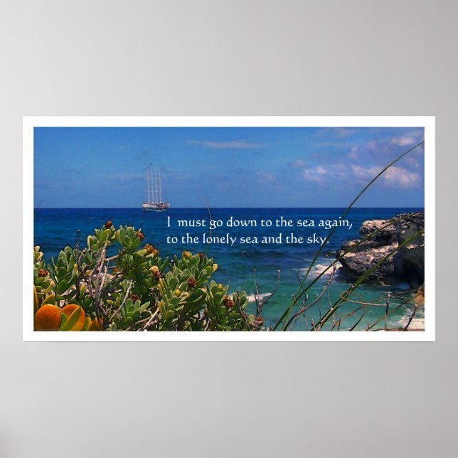 Watercolor Caribbean Sea Poetry Poster Print (Front)